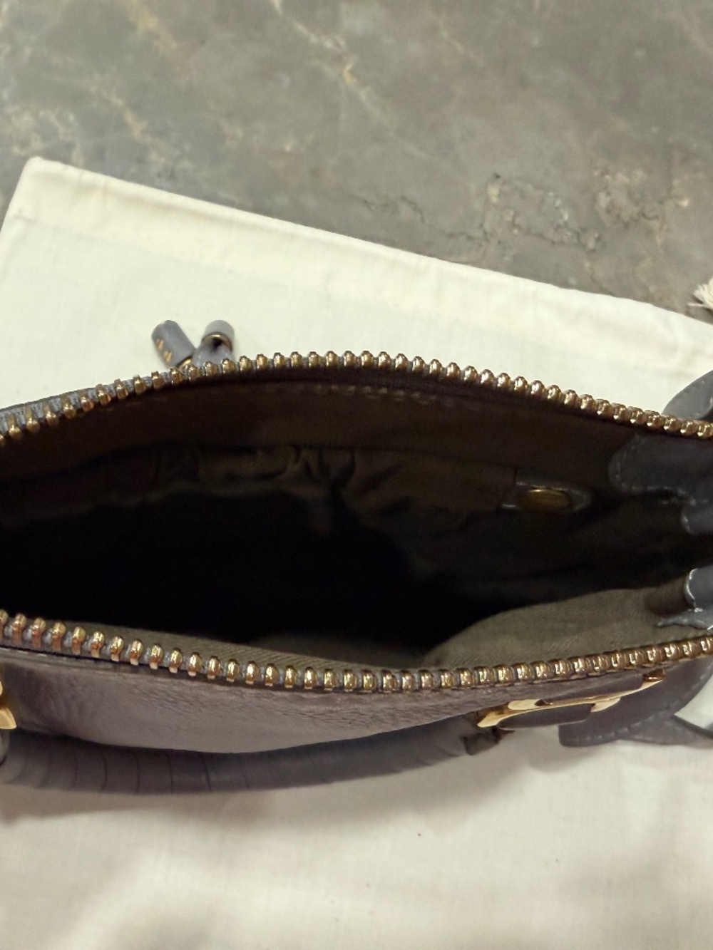 Chloe Gray Mini Marcie Leather Top-Handle Crossbody with Gold Hardware - Picture 5 of 15